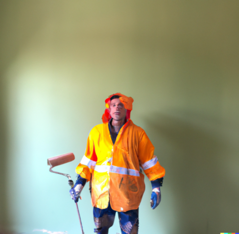 DALL·E 2023-11-13 22.21.11 - Renaissance oil painting worker wearing a hivisibility jacket